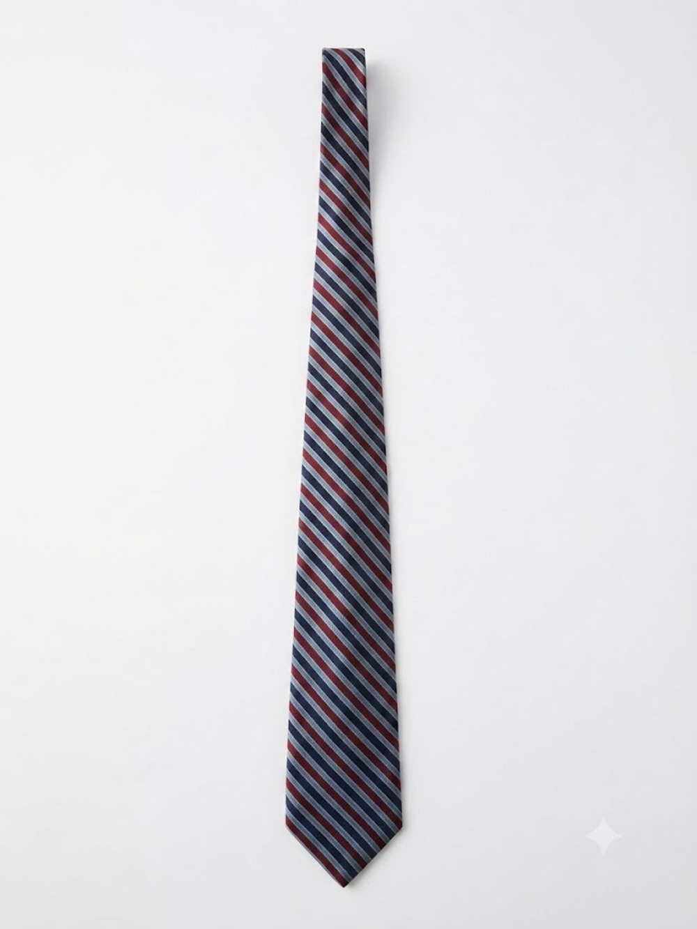 Classic Striped Silk Necktie Red, Navy Blue & Gold Diagonal Stripe Executive Tie